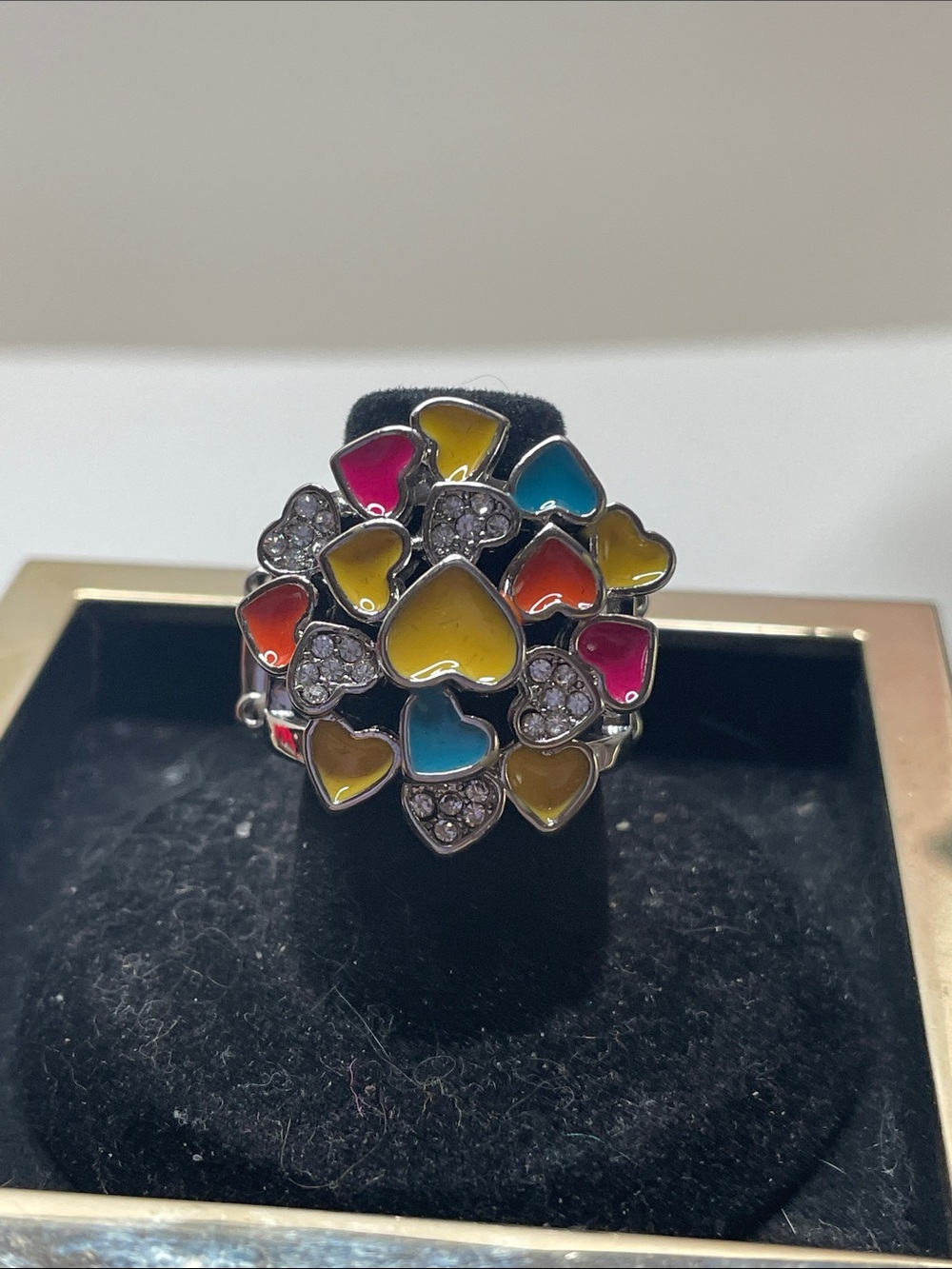 paparazzi Multicolor Heart Cluster Ring with Crystals